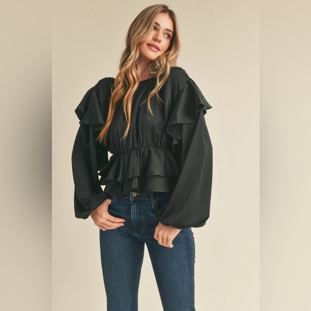 Mable | Black Kaisley Ruffle Detail